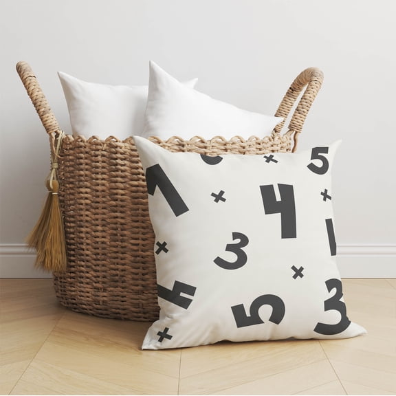 Numbers Ivory Throw Pillow