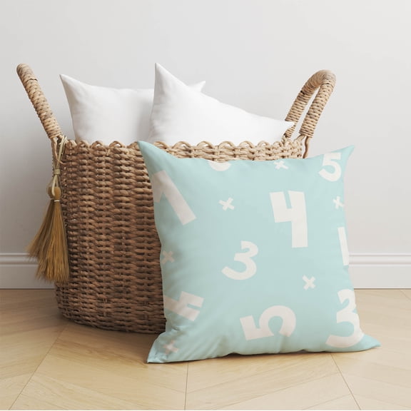 Numbers Light Blue Throw Pillow