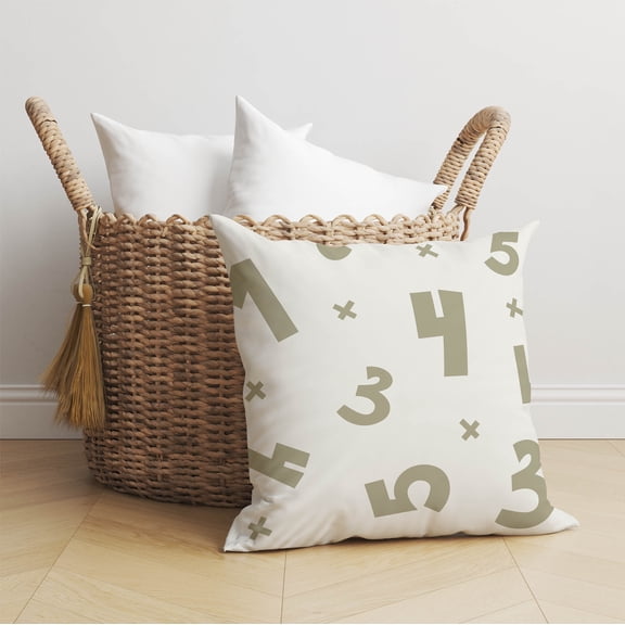 Numbers Neutral Throw Pillow