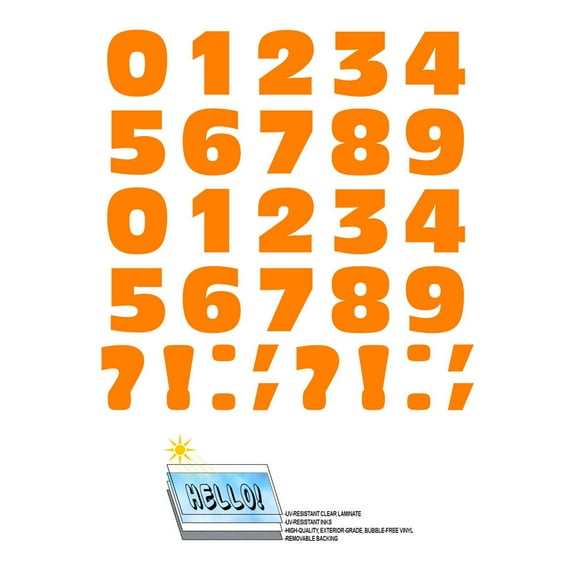 Numbers Punctuation Orange SLAP-STICKZ(TM) Premium Stickers