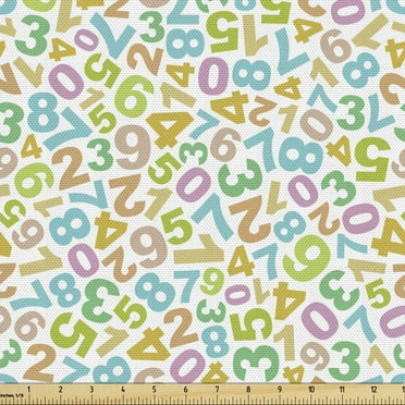 Numbers Sofa Upholstery Fabric by the Yard, Abstract Colorful Numeral Composition Mathematical Backdrop Education Theme, Decorative Fabric for DIY Home Accents, 10 Yards, Multicolor by Ambesonne