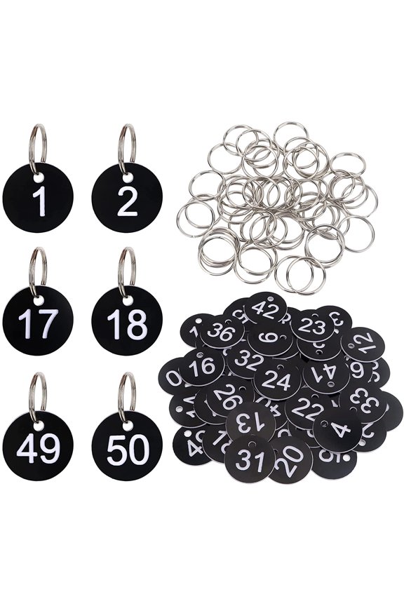 Numbers Tags, Plastic Numbered Tags Round Numbered Key Tag Key Chains