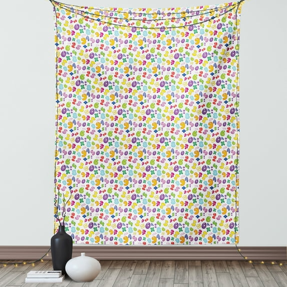 Numbers Tapestry, Bubble Style Numbers Equation Division Addition Multiplication Themed Children Math, Wall Hanging for Bedroom Living Room Dorm Decor, 60W X 80L Inches, Multicolor, by Ambesonne