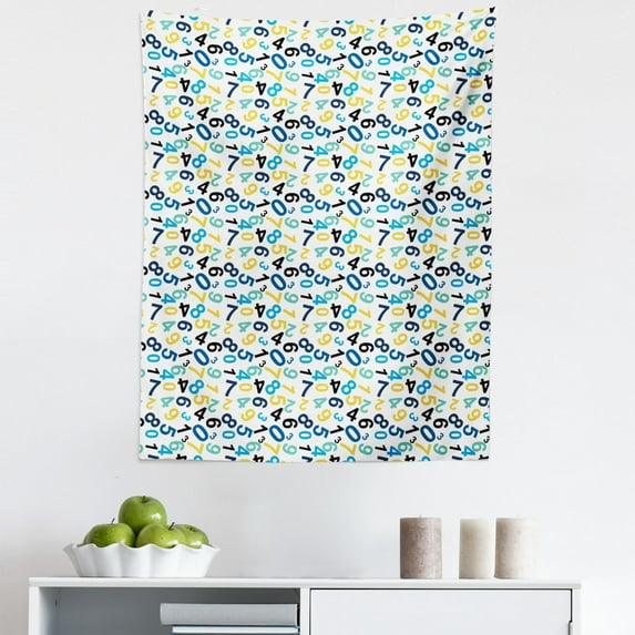 Numbers Tapestry, Math Themed Numbers Pattern Algebra Learning Themes Colorful Image, Fabric Wall Hanging Decor for Bedroom Living Room Dorm, 5 Sizes, Multicolor, by Ambesonne