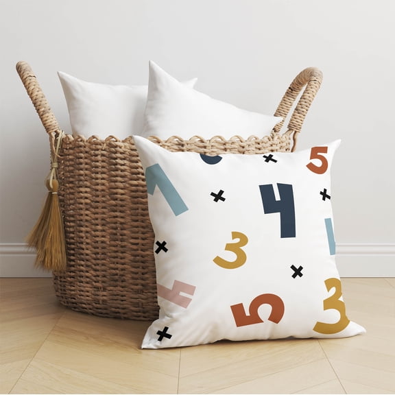 Numbers White Throw Pillow