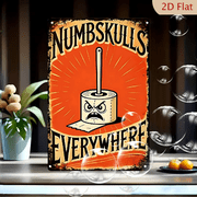 Numbskulls Everywhere 8x12 Inches Metal Wall Art, Vintage Distressed Retro Sunburst Propaganda Style Poster with Angry Toilet Paper Character, Funny Home Decor for Bathroom or Kitchen