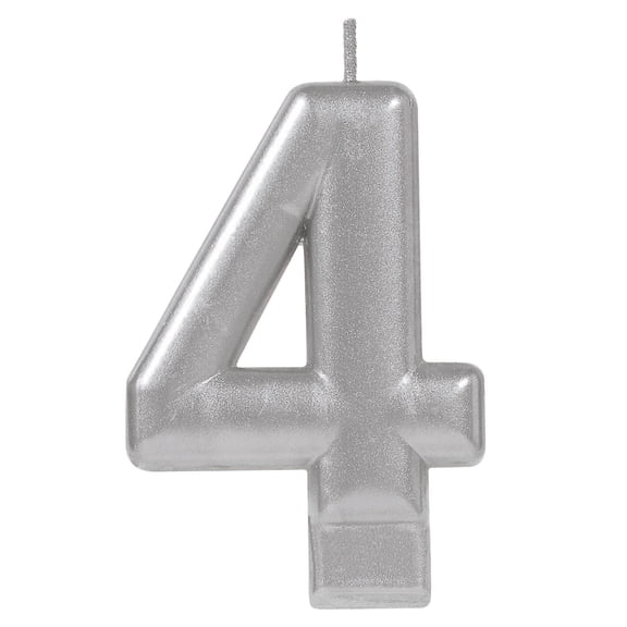 Numeral Metallic Candle 3.25" - Silver #4