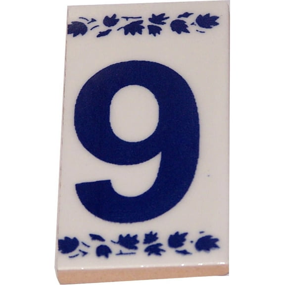 Numeral Nine painted tile from Jerusalem - 3x1.5 Inches - Asfour Outlet Trademark