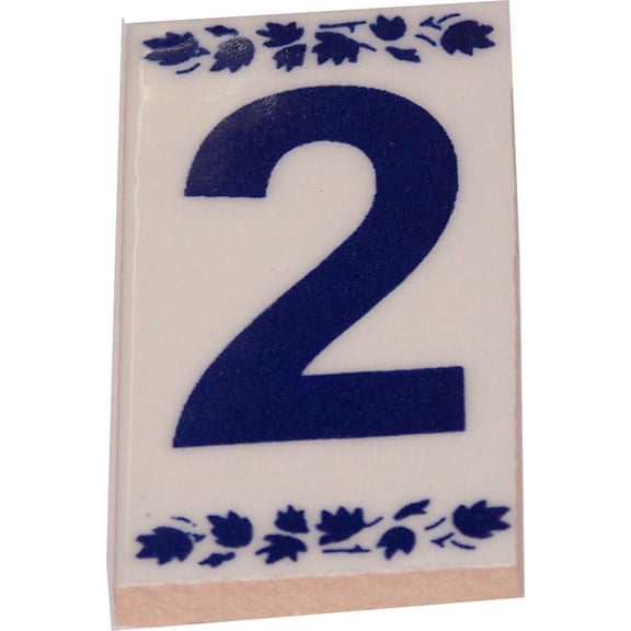 Numeral Two painted tile from Jerusalem - 3x1.5 Inches - Asfour Outlet Trademark