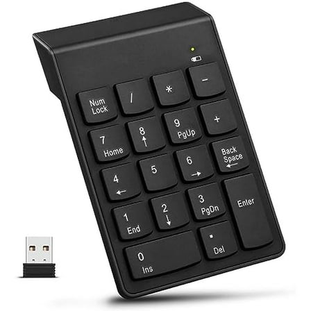 Numeric Keypad,18 Keys Portable 2.4GHz Wireless Numeric Keypad,Ergonomic Design with USB Receiver,Plug and Play for Linux Chromebook for Windows XP for Windows Vista for Windows 7