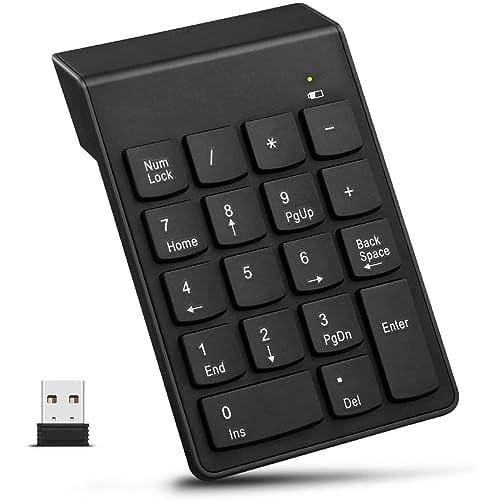 Numeric Keypad,18 Keys Portable 2.4GHz Wireless Numeric Keypad,Ergonomic Design with USB Receiver,Plug and Play for Linux Chromebook for Windows XP for Windows Vista for Windows 7