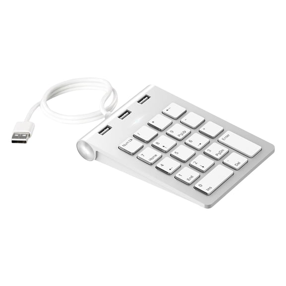 Numeric Keypad Number Pad USB Keyboard Wired with 3 USB 2.0 Hubs for PC Laptop Desktop Computer