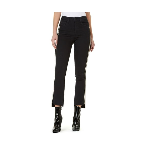 Numero High Rise Side Stripe Flare Leg Cropped Jeans Womens