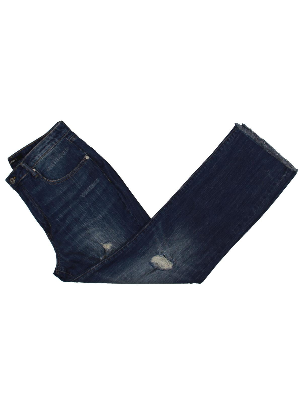 Numero Womens Juniors Frayed Hem High Rise Straight Leg Jeans Blue 28