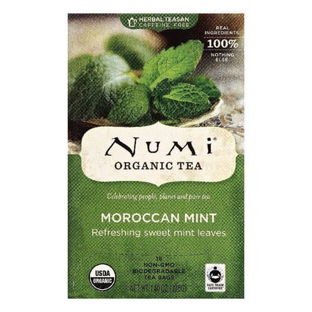 Numi Bags Caffeine Free Moroccan Mint Organic Tea, 18 ea (Pack of 6)