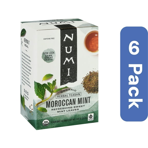 Numi Moroccan Mint Herbal Tea 18 Bags (Pack Of 6)