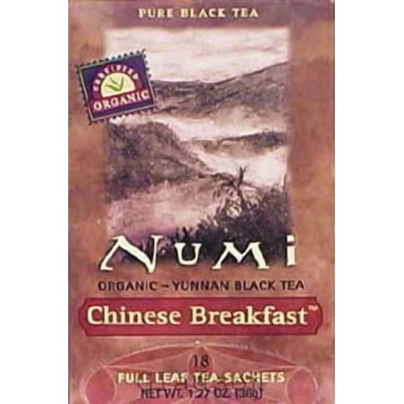 Numi Organic Tea Chinese Breakfast, Full Leaf Black Tea,1.27 Ounce, 18 Count Tea Bags