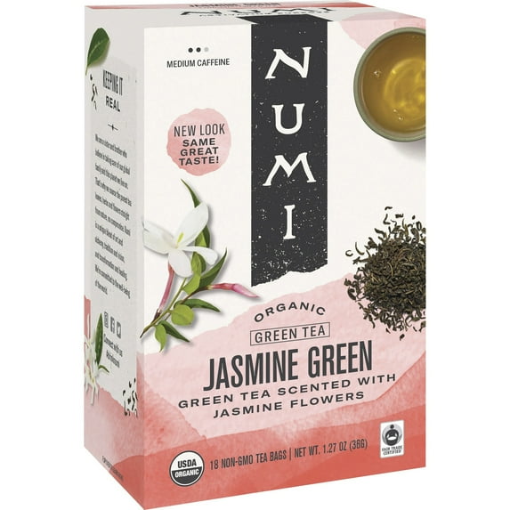 Numi Organic Jasmine Green Tea, 18 tea bags, pack of 1