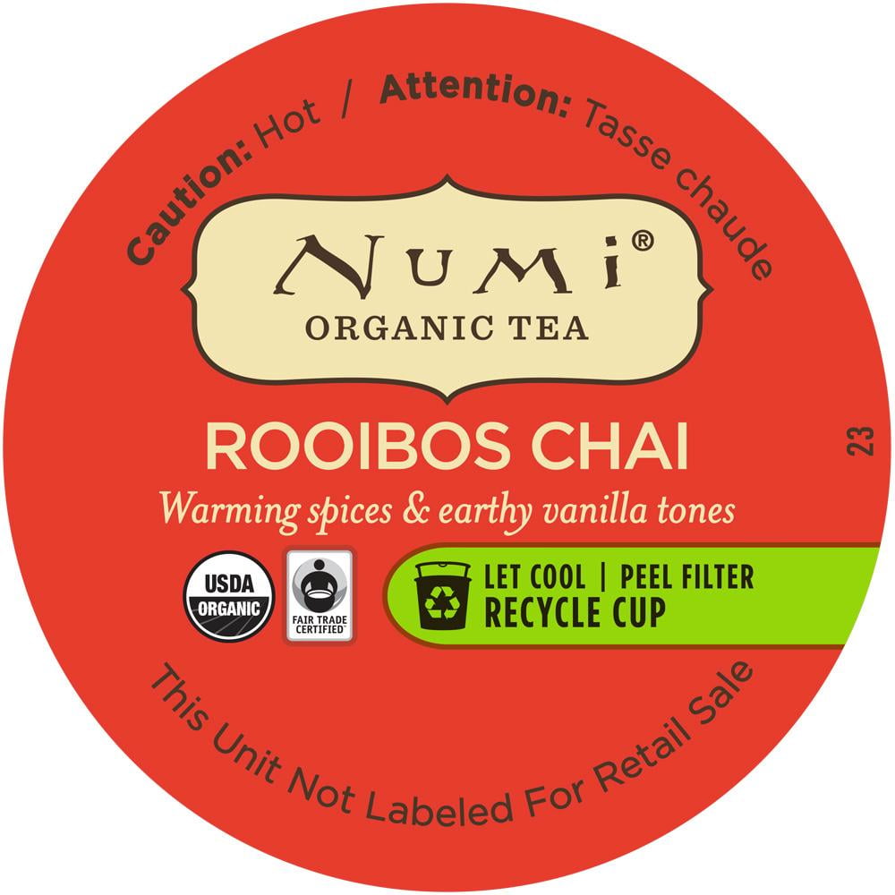 Numi Organic Loose Leaf Rooibos Chai Tea Single Serve Cups, 16 Ct