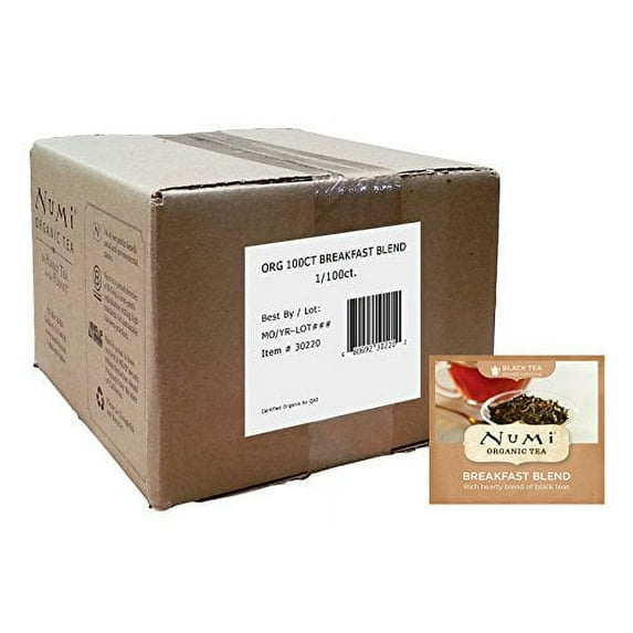 Numi Organic Tea Breakfast Blend, 100 Count Box of Tea Bags, Black Tea (Packaging May Vary)