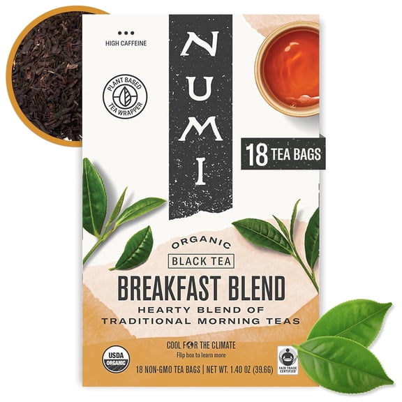 Tea 18 Black Bags Numi Organic Teas Caffeinated Breakfast Blend