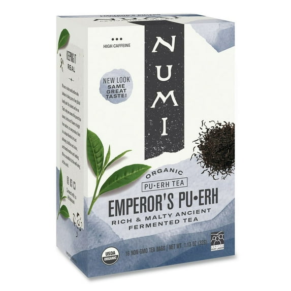 Numi Organic Tea, Emperor's Puerh, Tea Bags, 16 Ct