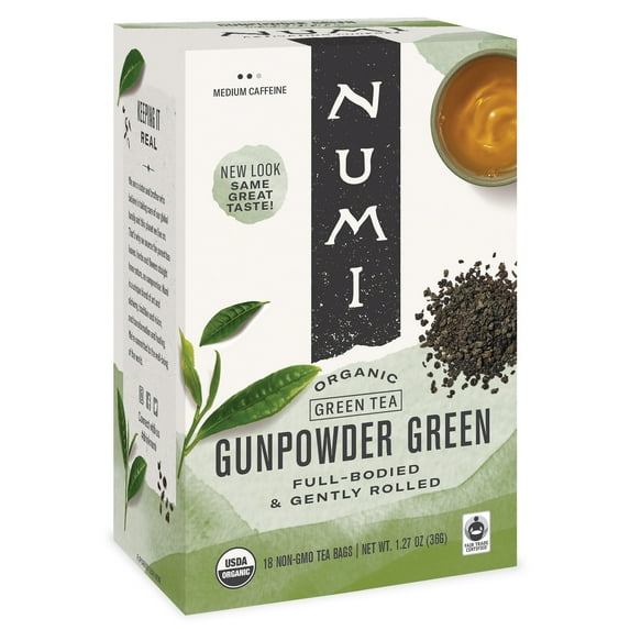 Numi Organic Gunpowder Green Tea, 18 Count Microplastic Free Tea Bags