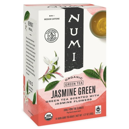 Numi Organic Jasmine Green Tea, 18 Count Microplastic Free Tea Bags