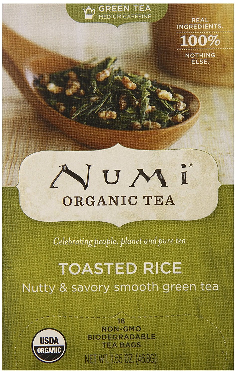 Numi Organic Tea Matcha Toasted Rice, 18 Count Box of Tea Bags (Pack of