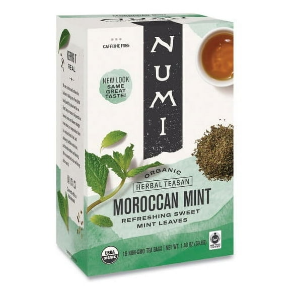 Numi Organic Teas and Teasans, 1.4 oz, Moroccan Mint, 18/Box, Each