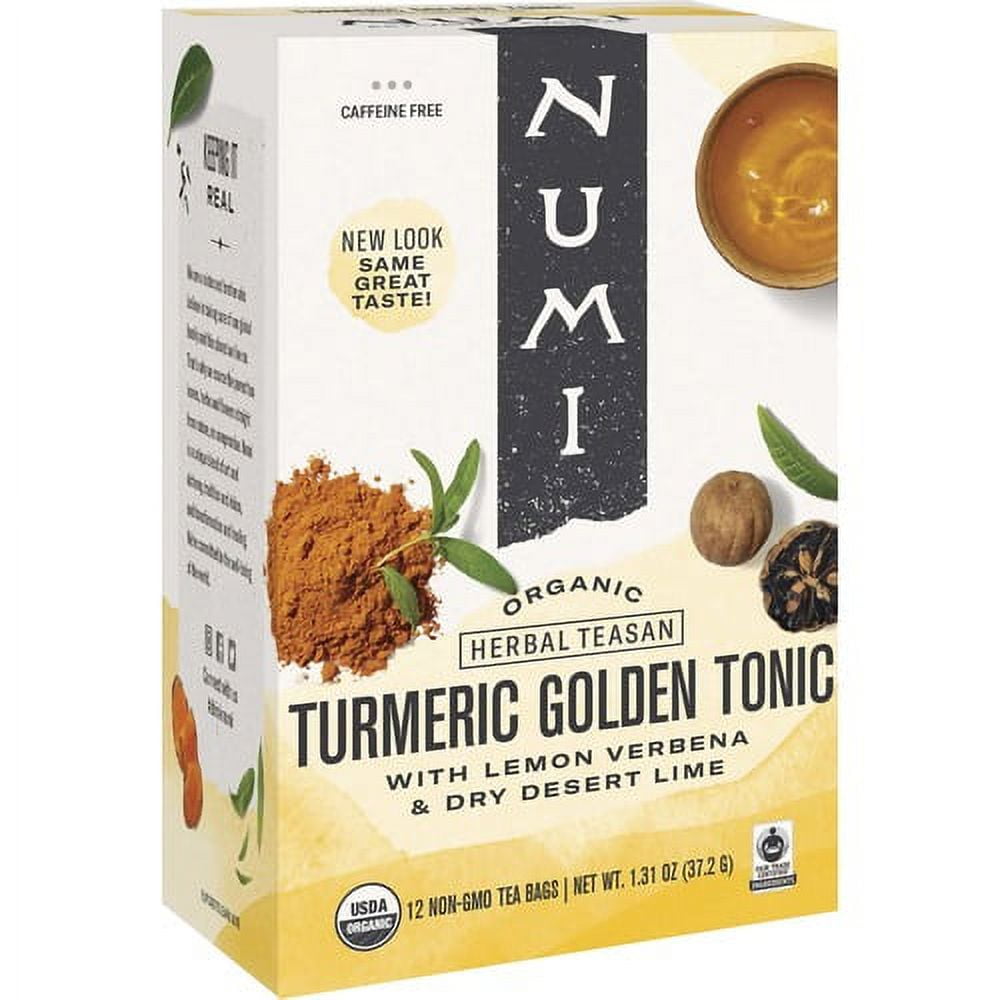 Numi Organic Turmeric Golden Tonic Herbal Tea Bag - 1.3 oz - 12 / Box Numi Organic Turmeric Golden Tonic Herbal Tea Bag - 1.3 oz - 12 / Box