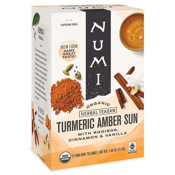 Numi Organic Turmeric Tea Amber Sun 12 Tea Bags Pack of 3
