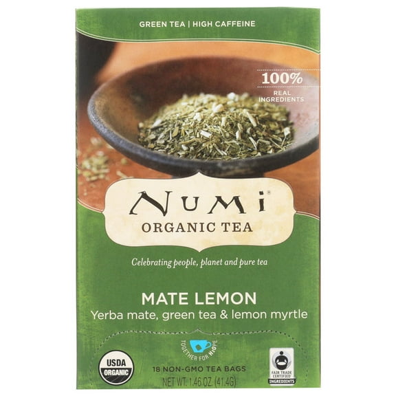 Numi Rainforest Green Tea Mate Lemon, 18 Tea Bags