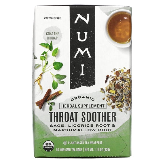 Numi Teas Throat Soother Tea 16 Bags Box