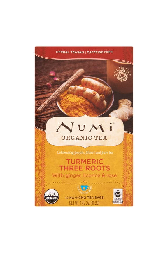 Turmeric Three Roots Organic Tea, 12 counts, 1.42 oz, 6 pack