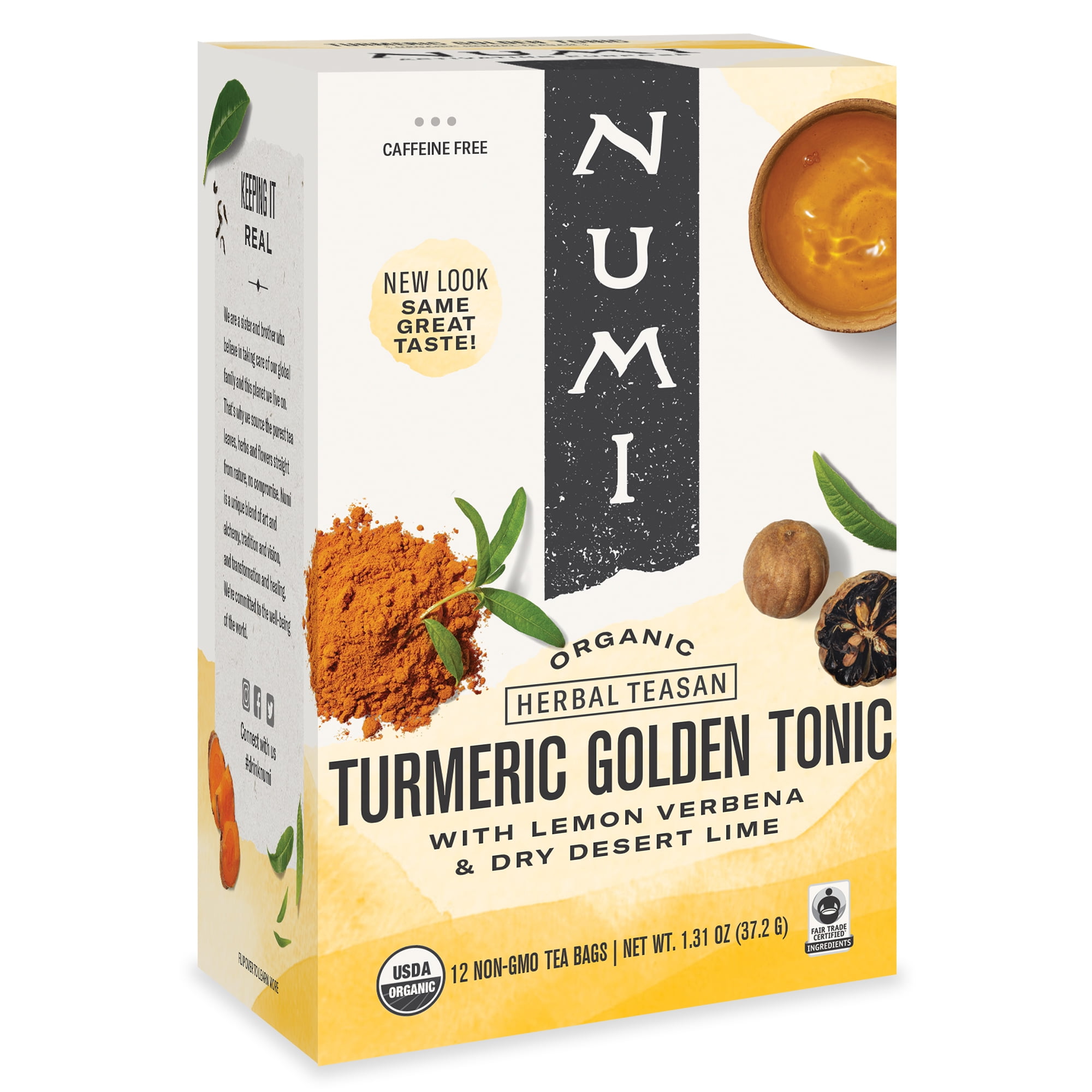Numi Organic Turmeric Golden Tonic Herbal Tea Bag - 1.3 oz - 12 / Box Numi Organic Turmeric Golden Tonic Herbal Tea Bag - 1.3 oz - 12 / Box