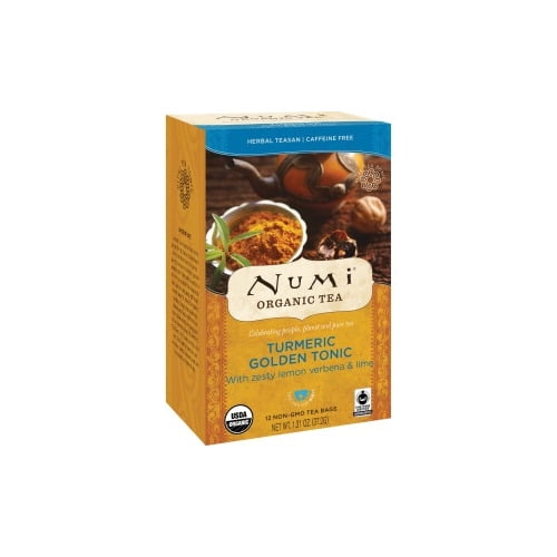 Numi Organic Turmeric Golden Tonic Herbal Tea Bag - 1.3 oz - 12 / Box Numi Organic Turmeric Golden Tonic Herbal Tea Bag - 1.3 oz - 12 / Box