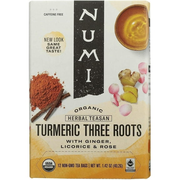 Numi Turmeric Three Roots Organic Tea - 12 Tea Bags Pack of 3