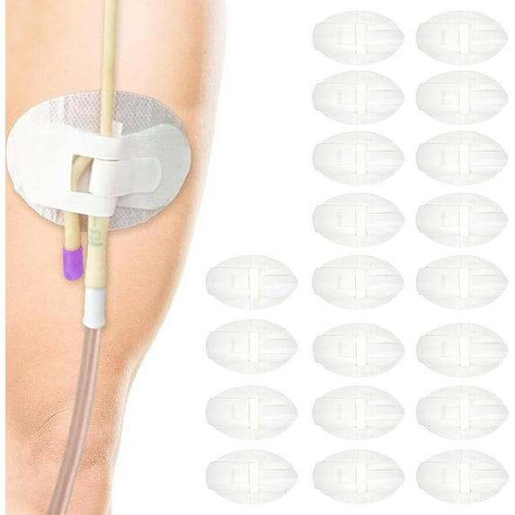 Numjaw 20Pcs Catheter Stabilization Device, Non-Woven Catheter Fixation Stickers, Catheter Legband Holder Sticker, Catheter Urinary Tube Holders, Catheter Supplies