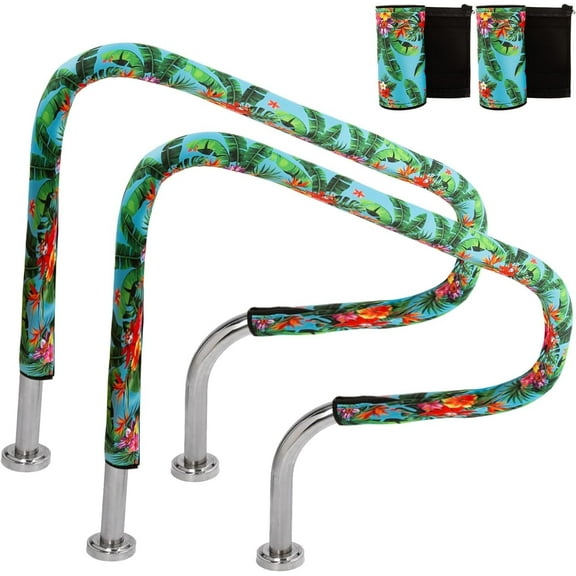Numjaw 2Pcs Pool Handrail Cover, 8 Feet Swimming Pool Hand Railing Covers with Zipper, Slip Resistant Neoprene Rail Grip Covers for Swimming Pool Hand Railing