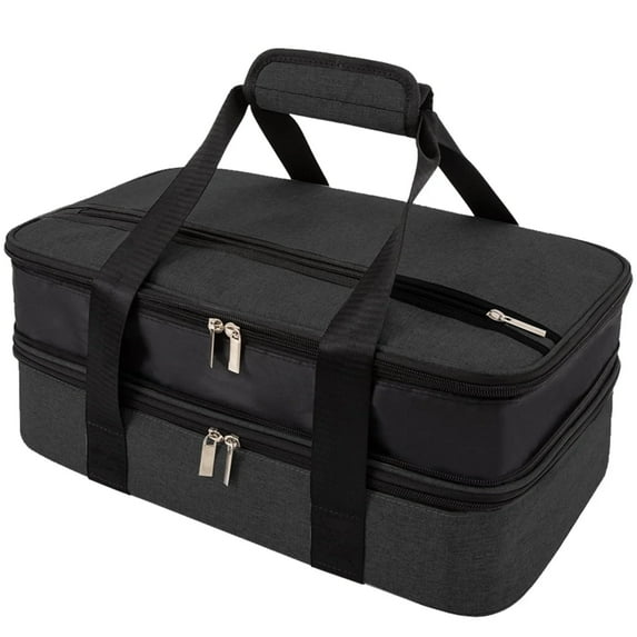 Numjaw Casserole Carrier for Hot or Cold Food, Expandable Insulated Double Casserole Carrier, Fits additional 9"x13" Baking Dishes, Padded Lasagna Holder for Trip, Party, Picnic