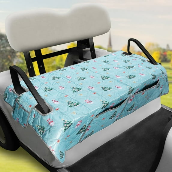 Numjaw Golf Cart Seat Covers, EZGO Seat Cover, Universal Golf Cart Seat Blanket, Waterproof Travel Sports Cart Seat Cushion Covers with 4 Pockets, 53" x 35", Santa Claus