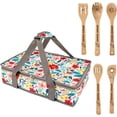 thumbnail image 1 of Numjaw Insulated Casserole Carrier for Hot or Cold Food, Casserole Travel Carry Bag with 5 Cute Wooden Spoons, Food Warmer Bag for Party/Picnic, Kitchen Accessories, Gifts for Women, 1 of 7