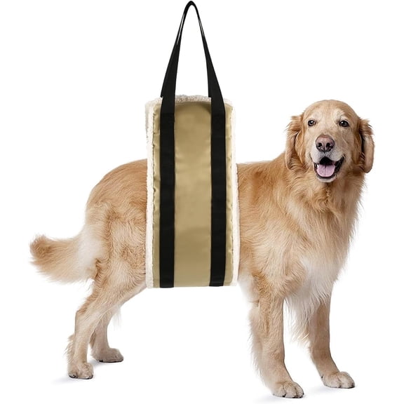 Numjaw Large Dog Sling, Dog Harness with Handle, 55" x 7" Dog Lift Harness for Rear Legs, Helps Dogs with Reduced Mobility, Paralysis Dogs Walk, 30-120 lbs, Beige