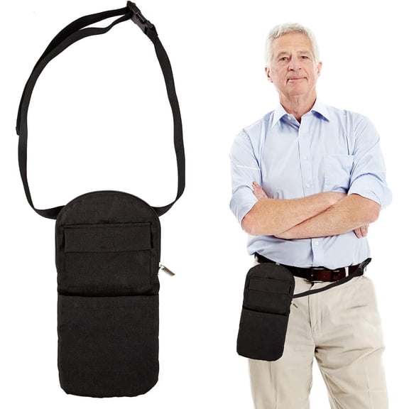 Numjaw Urine Drainage Bag Holder, Catheter Bag Cover with Adjustable Waist Strap & Catheter Pipe Cover, Nephrostomy Tube and Drainage Bag Cover, Black