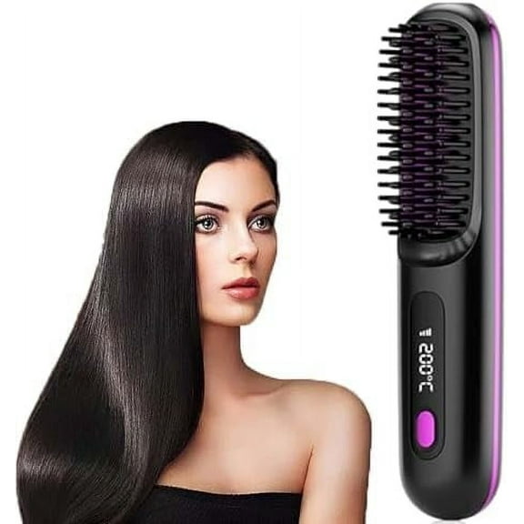 Numoya Go Brush Pro, 2025 NEW Portable Straightener Brush - Gobrush Pro, Numoya Hair Styler, Fast Heating Cordless Mini Hair Brush (Black)