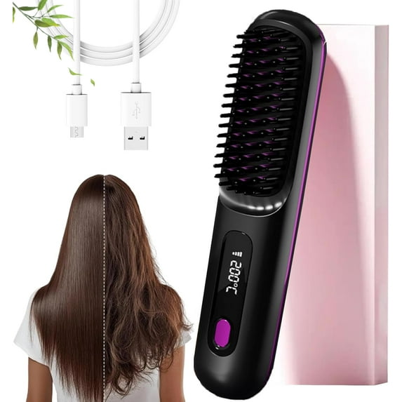 Numoya Go Brush Pro, 2025 Upgrade Numoya Portable Straightener Brush - Gobrush Pro, Portable Straightener for Travel (Black)