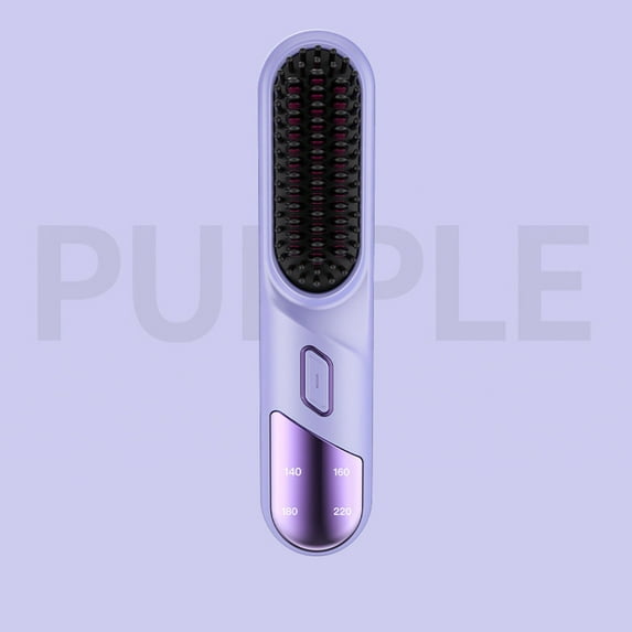 Numoya Go Brush Pro, Numoya Portable Straightener Brush - GoBrush Pro, with USB Rechargeable and 4 Temp-Settings, for Women All Hair Types, Purple