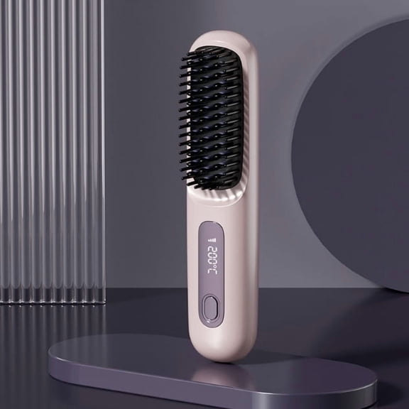 Numoya Gobrush Pro 2026 Hair Straightener Brush,60-Second Fast Heating With 3 Temps,Ceramic Coating With Lcd Temperature Display,Portable Cordless Mini Hair Gobrush Pro Brushs For Travel