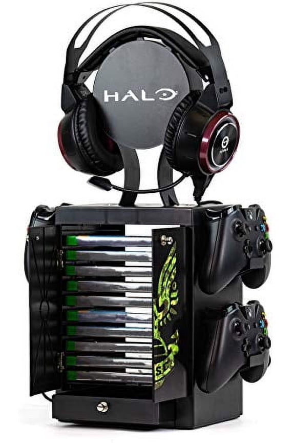 Gaming Locker with Controller Holder &Headset Stand for Xbox Series, PS5, Nintendo Switch